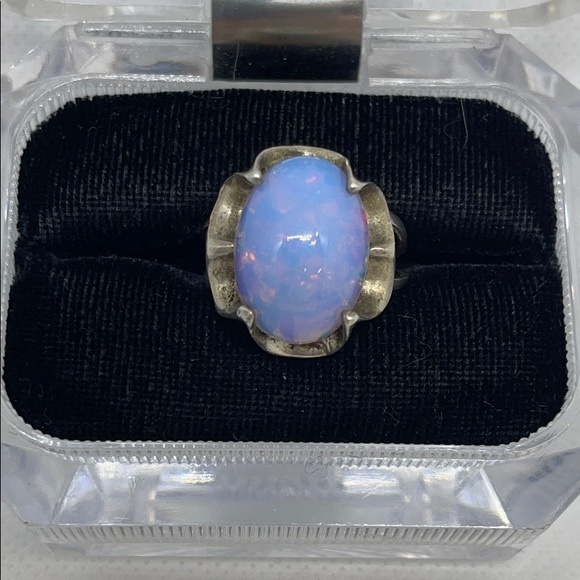 Unlisted Jewelry - Sterling Silver w/ Imitation Opal Ring Size 8.5